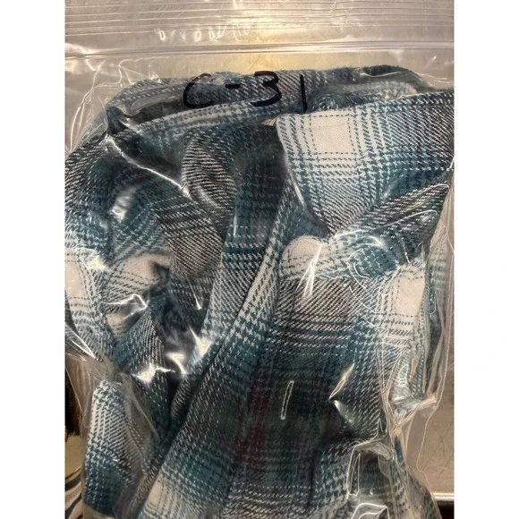 Levis Relaxed Fit Plaid Flannel Shirt Mens Small Teal Green Long Sleeve Button - Picture 5 of 5